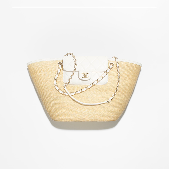chanel large raffia lambskin cocobeach shopping tote bag